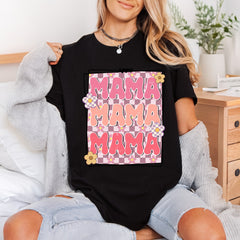Retro Mama Groovy Checkerboard Mom Mama Ready to Press DTF Transfer for Dtf