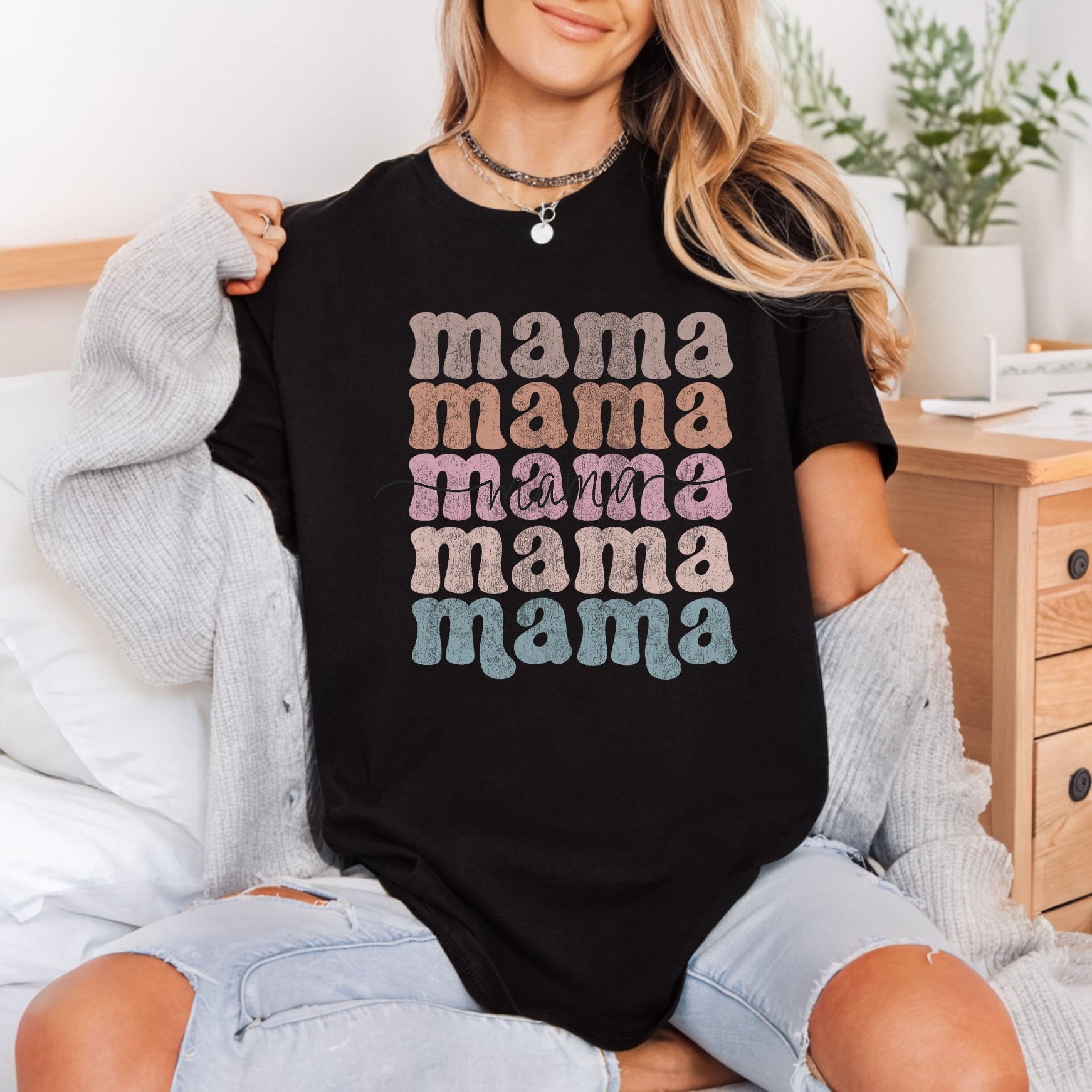 Retro Mama Stack Groovy Mom Vintage Ready to Press DTF Transfer for Dtf