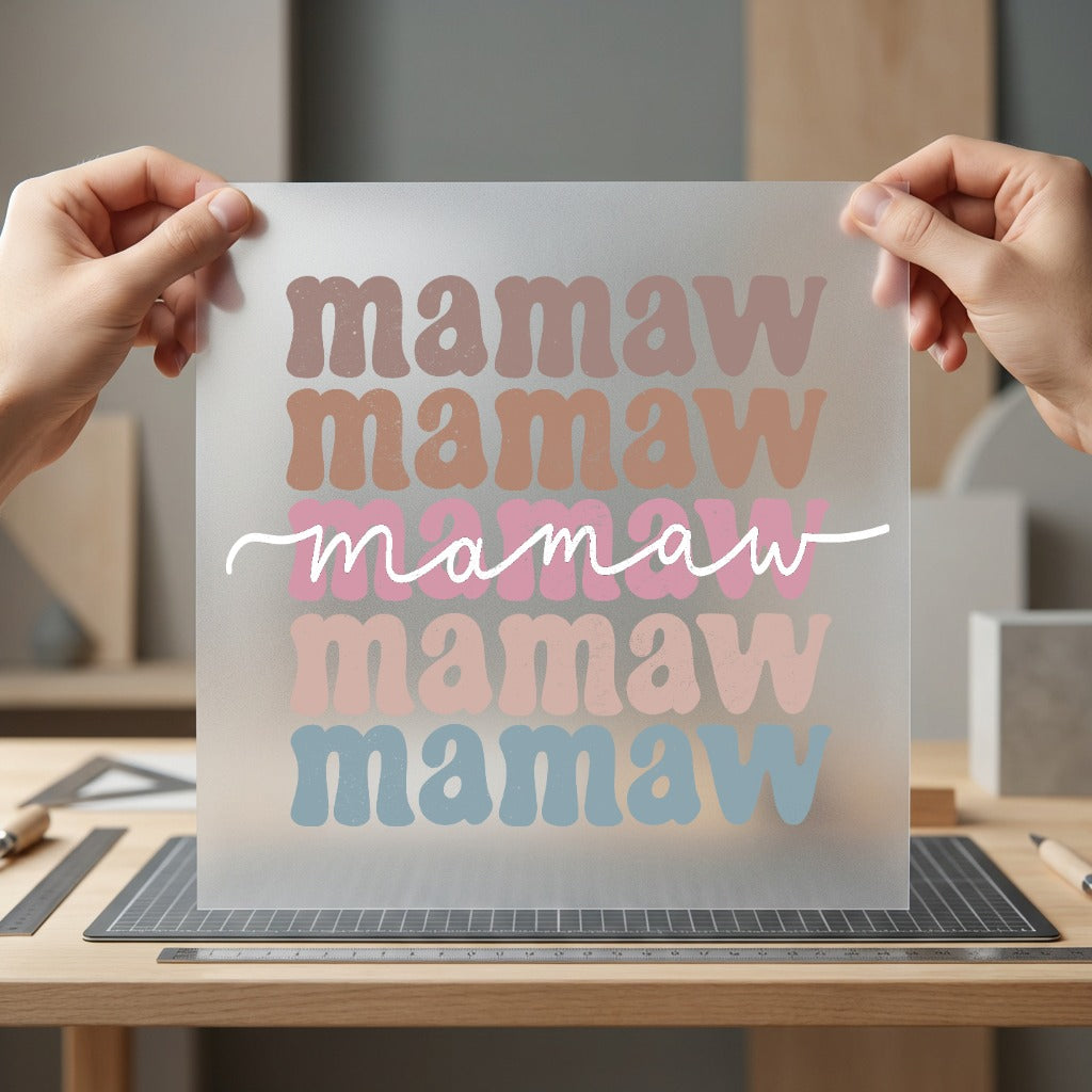 Retro Mamaw Wavy Font Grandma Vintage Ready to Press DTF Transfer for Dtf