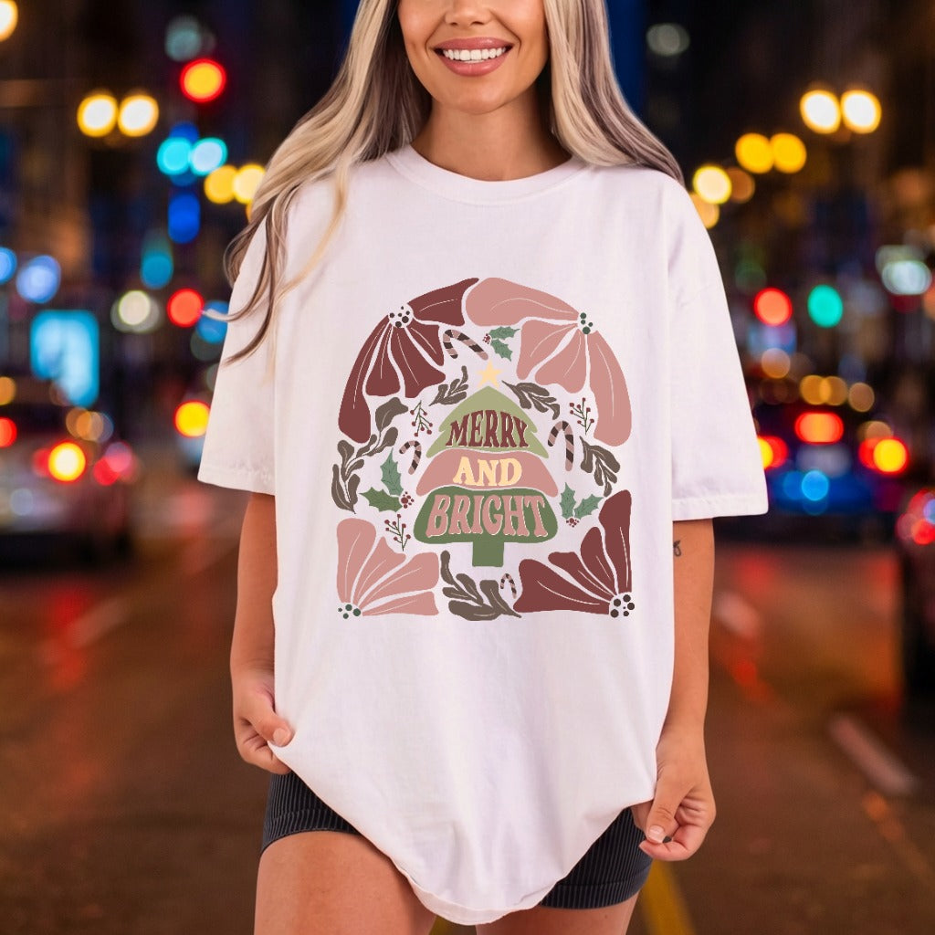 Retro Merry Bright Christmas Christmas Retro Ready to Press DTF Transfer for Dtf