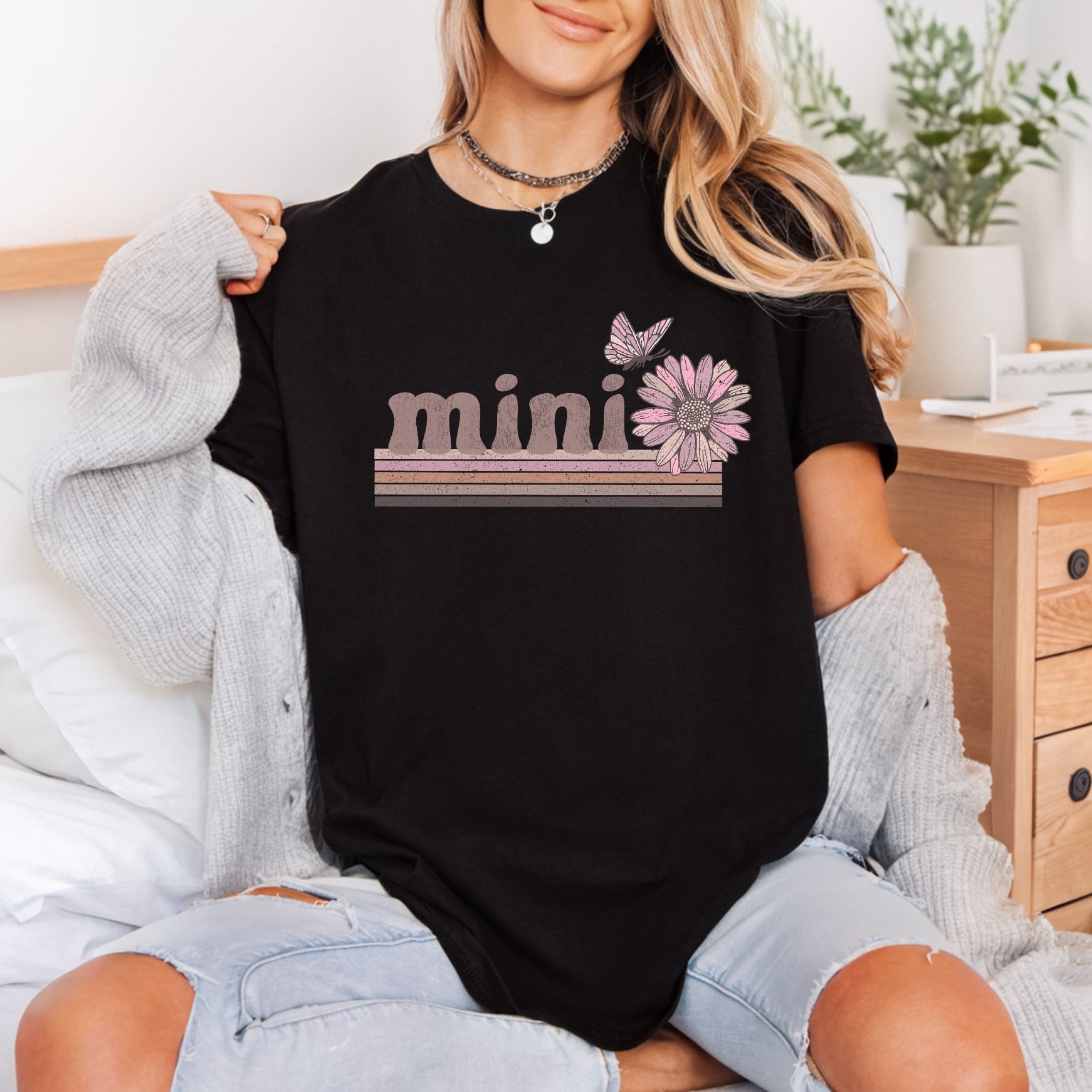 Retro Mini Butterfly Daisy Vintage Retro Ready to Press DTF Transfer for Dtf