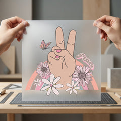 Retro Peace Sign Flowers Vintage Retro Ready to Press DTF Transfer for Dtf