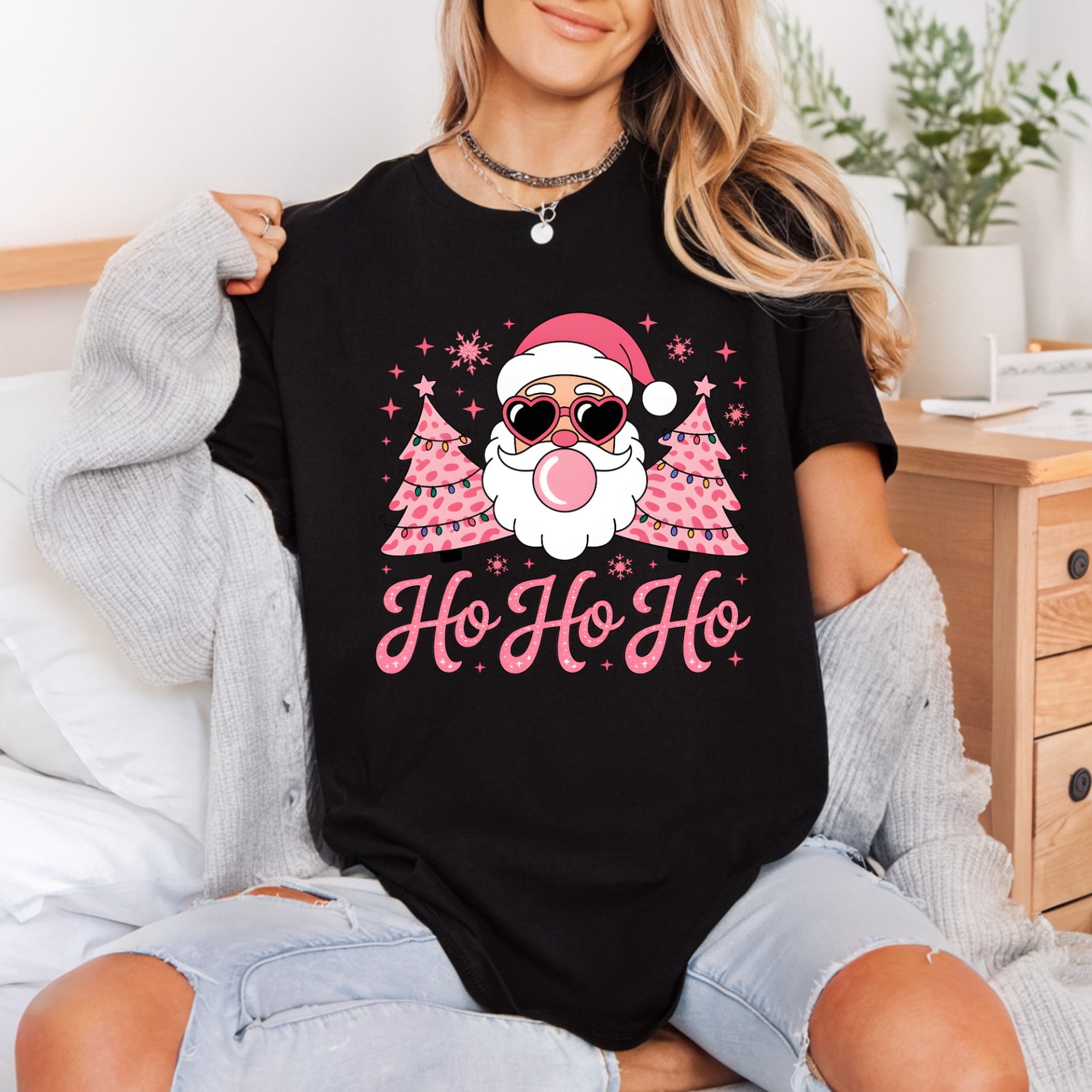 Retro Pink Santa Christmas Christmas Retro Ready to Press DTF Transfer for Dtf