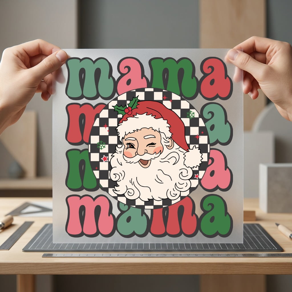 Retro Santa Mama Groovy Christmas Mom Ready to Press DTF Transfer for Dtf