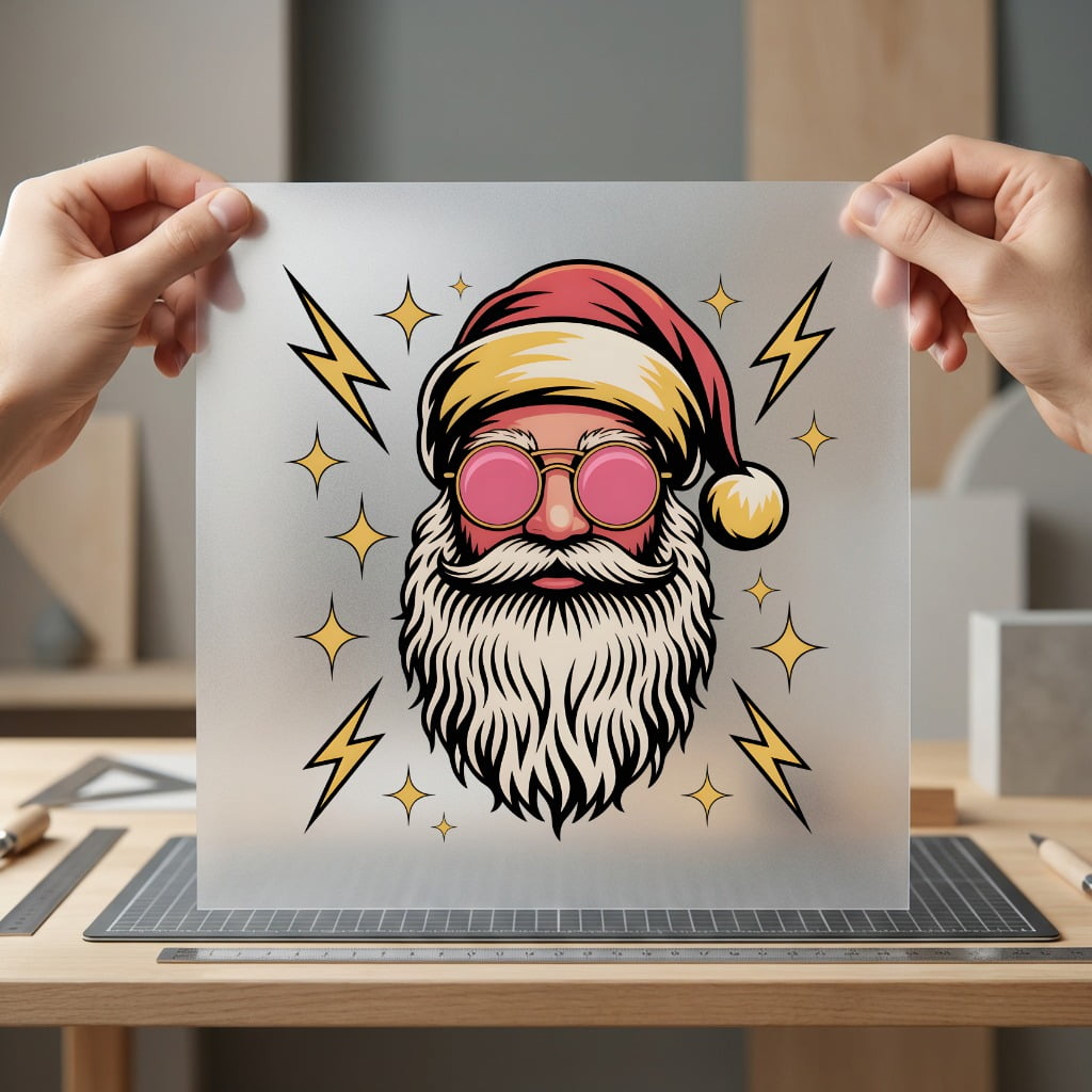 Retro Santa Pink Glasses Christmas Vintage Ready to Press DTF Transfer for Dtf