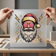 Retro Santa Pink Glasses Christmas Vintage Ready to Press DTF Transfer for Dtf