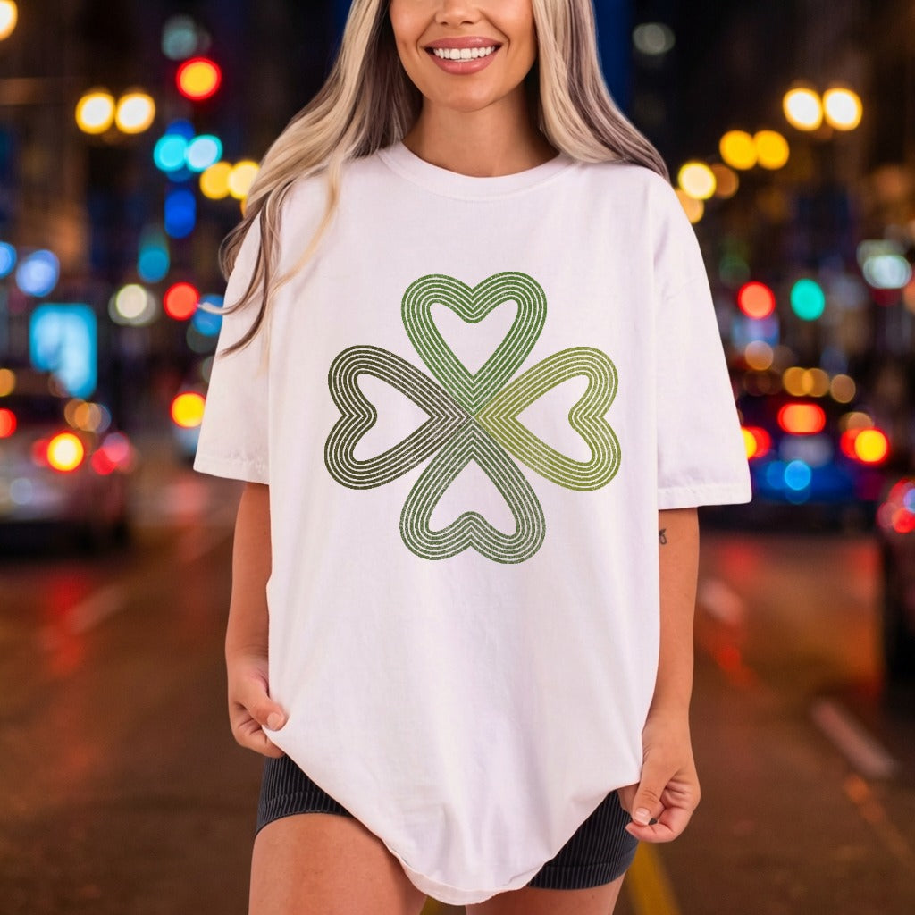 Retro Shamrock Hearts Green Vintage Retro Ready to Press DTF Transfer for Dtf