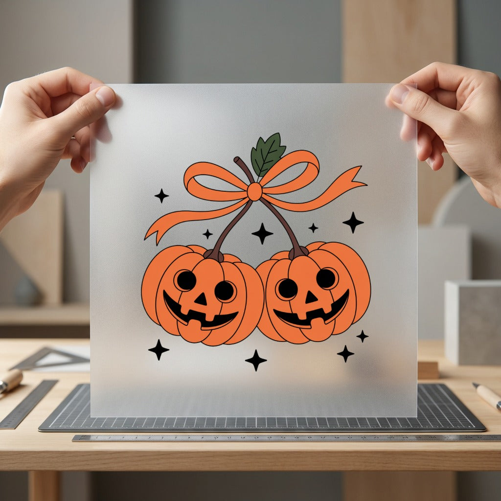 Retro Spooky Pumpkin Cherries Halloween Retro Ready to Press DTF Transfer for Dtf