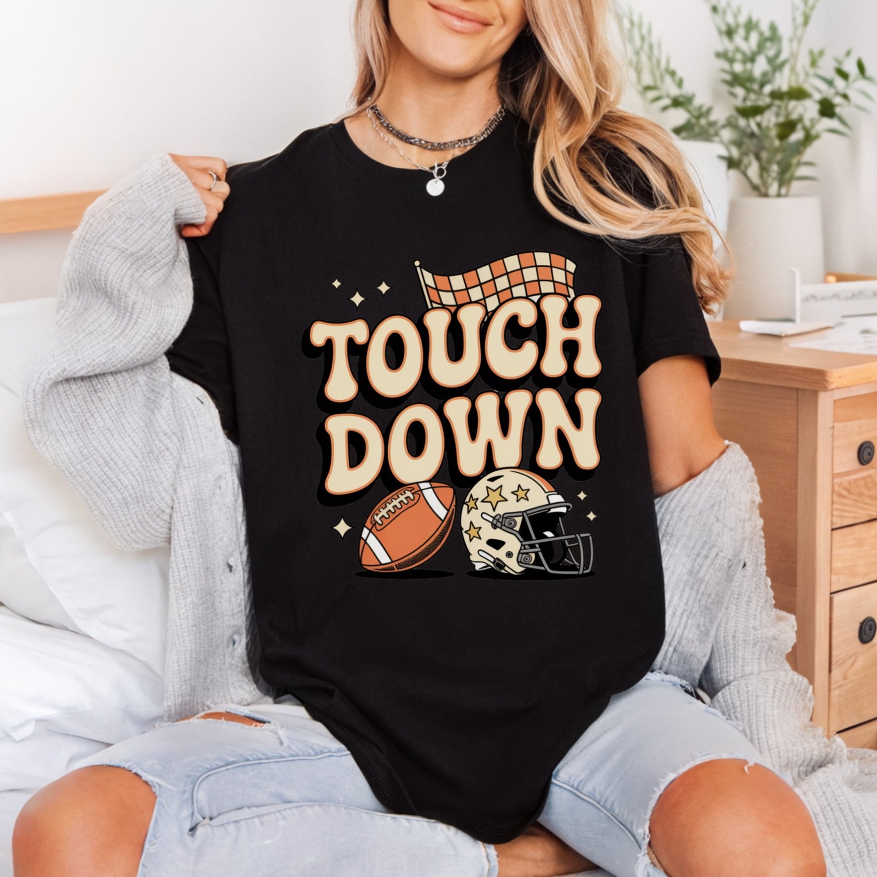 Retro Touchdown Football Game Retro Fitness Ready to Press DTF Transfer for Dtf