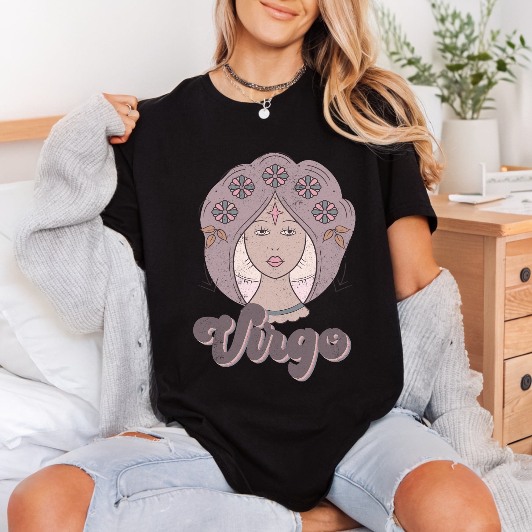 Retro Virgo Zodiac Vintage Vintage Retro Ready to Press DTF Transfer for Dtf