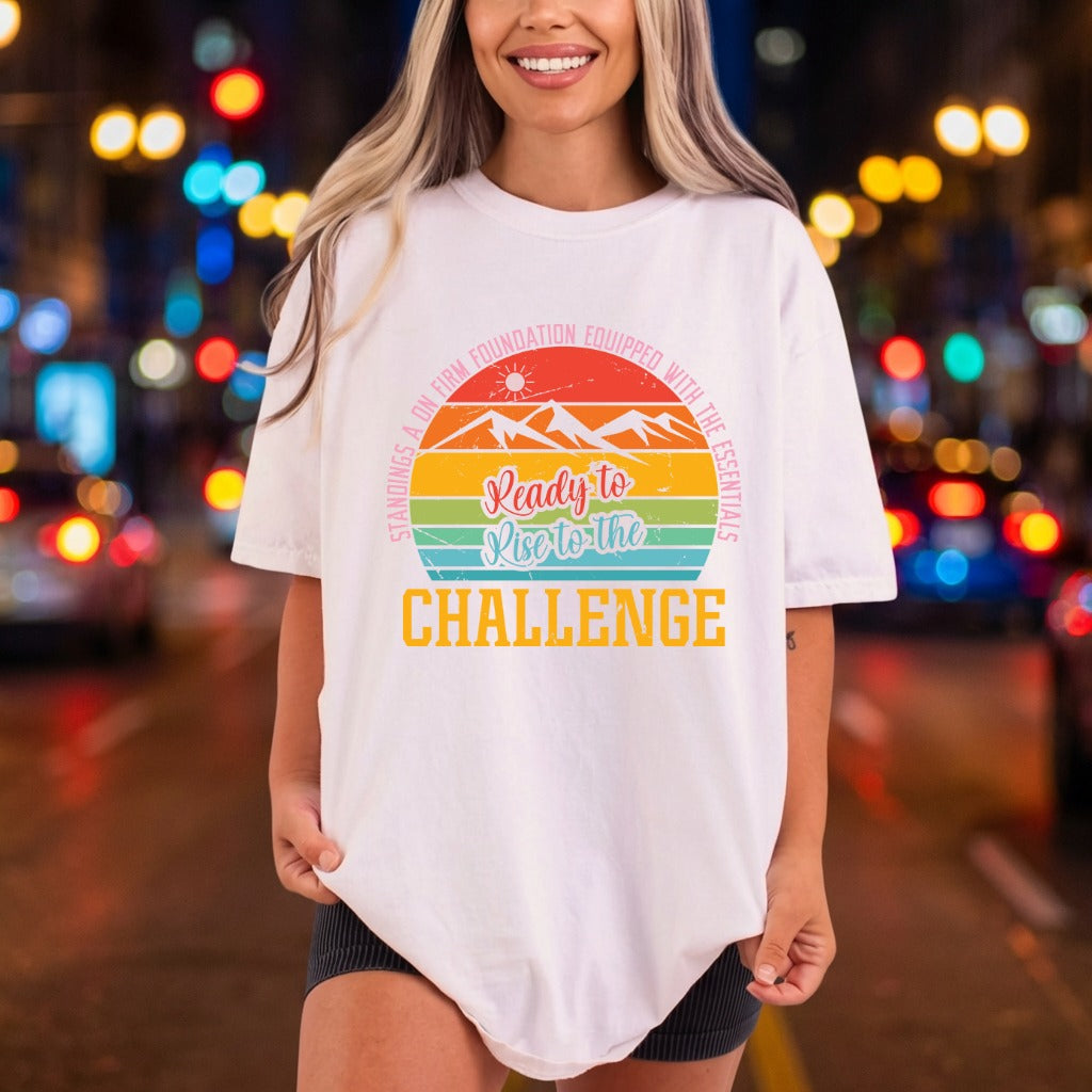 Rise Challenge Retro Mountain Vintage Retro Ready to Press DTF Transfer for Dtf