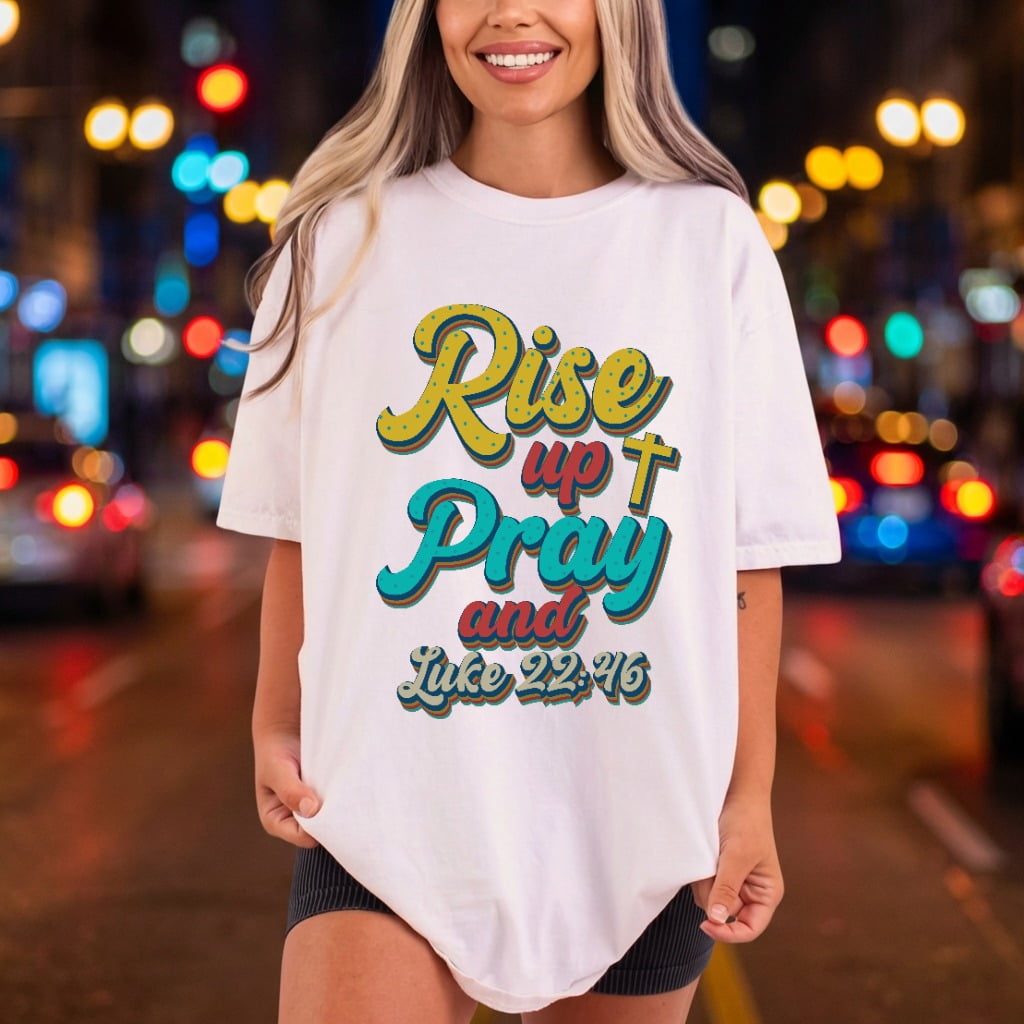 Rise Pray Luke Retro Christian Faith Ready to Press DTF Transfer for Dtf