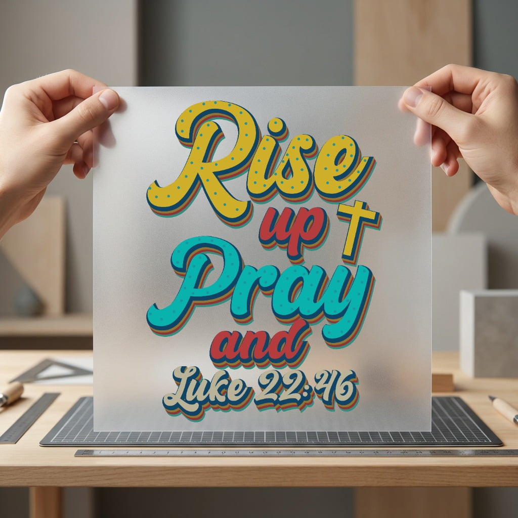 Rise Pray Luke Retro Christian Faith Ready to Press DTF Transfer for Dtf
