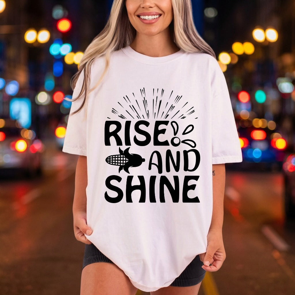 Rise Shine Corn Cob Aesthetic Ready to Press DTF Transfer for Dtf