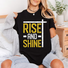 Rise Shine Cross Retro Christian Faith Ready to Press DTF Transfer for Dtf