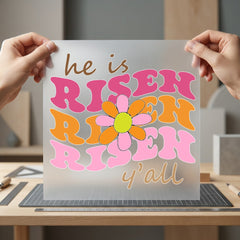 Risen All Retro Daisy Christian Faith Ready to Press DTF Transfer for Dtf