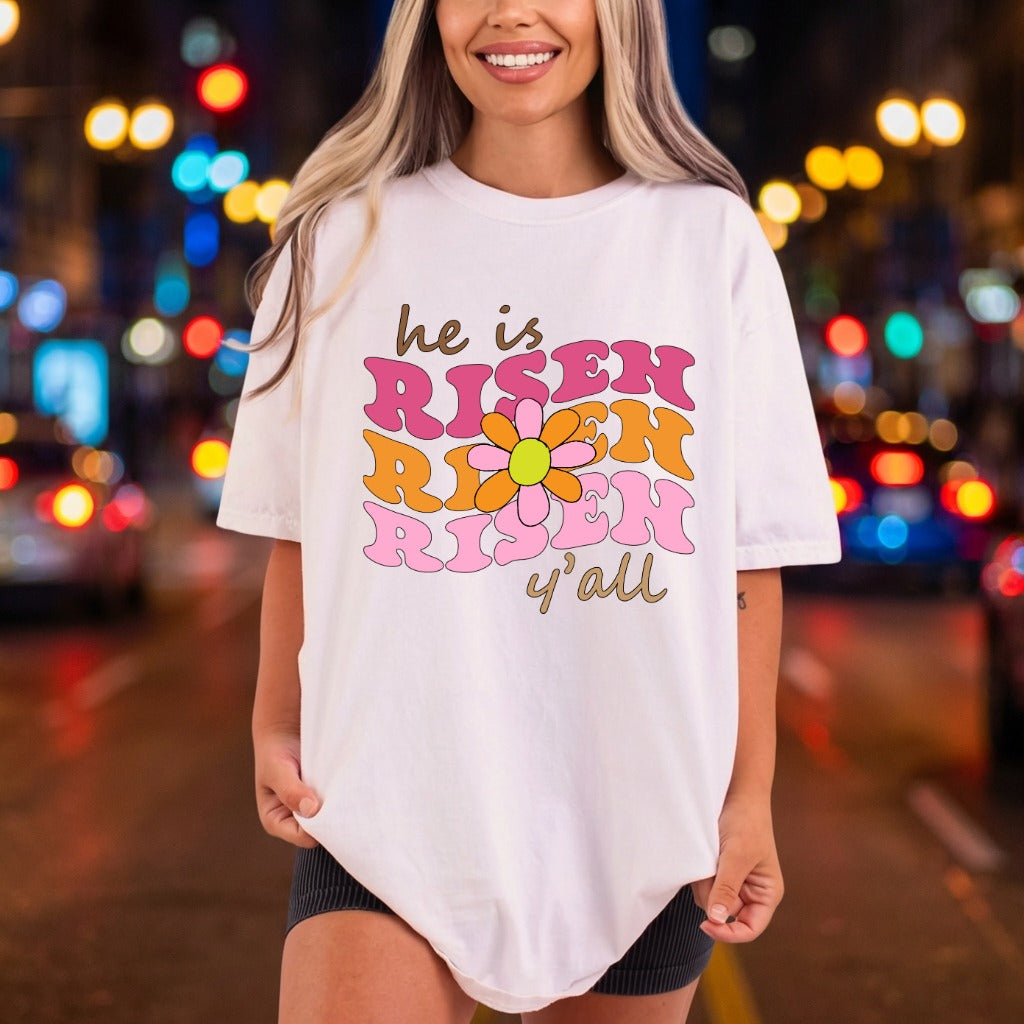 Risen All Retro Daisy Christian Faith Ready to Press DTF Transfer for Dtf