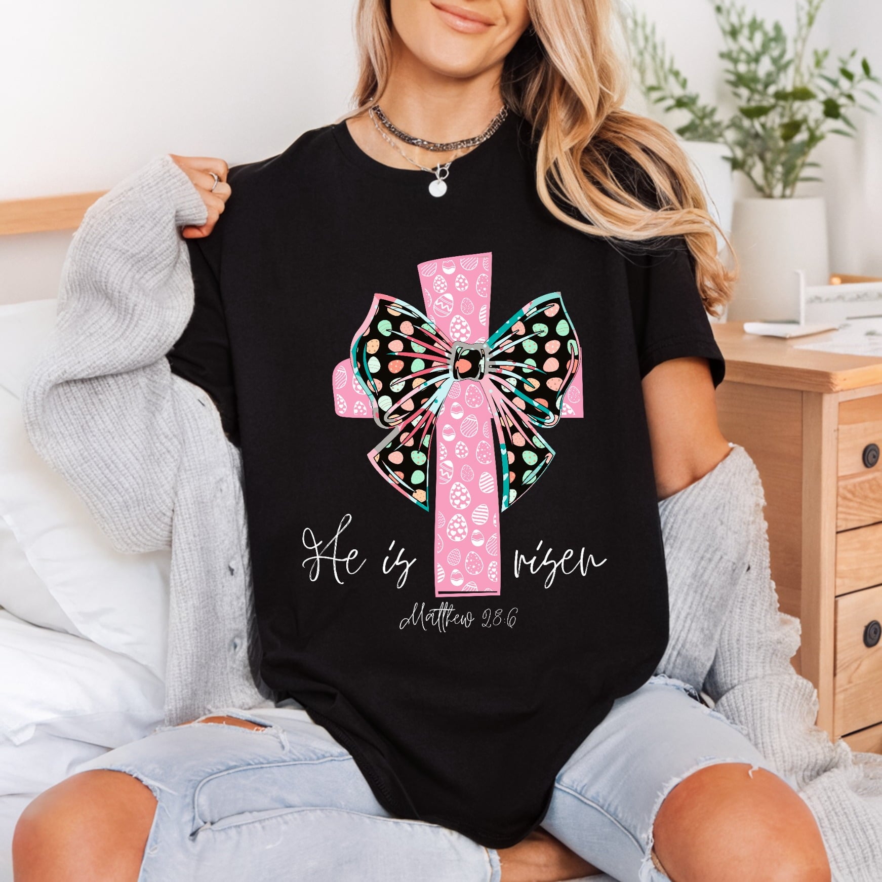 Risen Easter Cross Bow Christian Faith Ready to Press DTF Transfer for Dtf