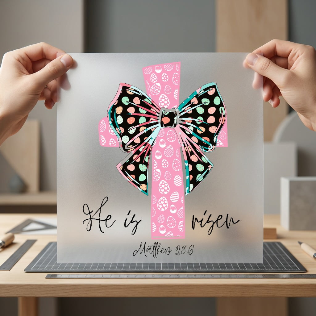 Risen Easter Cross Bow Christian Faith Ready to Press DTF Transfer for Dtf