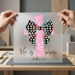 Risen Easter Cross Bow Christian Faith Ready to Press DTF Transfer for Dtf