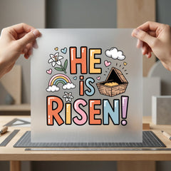 Risen Easter Diy Christian Faith Ready to Press DTF Transfer for Dtf