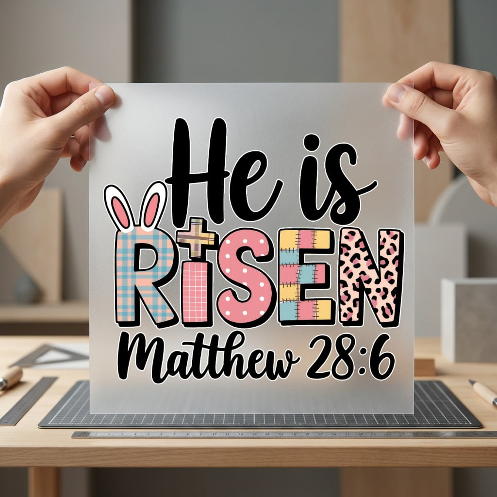Risen Matthew Easter Diy Christian Faith Ready to Press DTF Transfer for Dtf