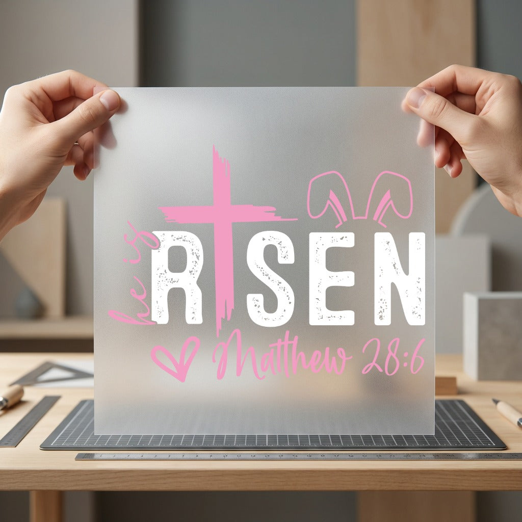 Risen Matthew Easter Diy Christian Faith Ready to Press DTF Transfer for Dtf