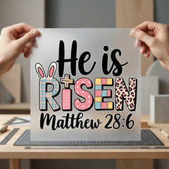 Risen Matthew Easter Diy Christian Faith Ready to Press DTF Transfer for Dtf