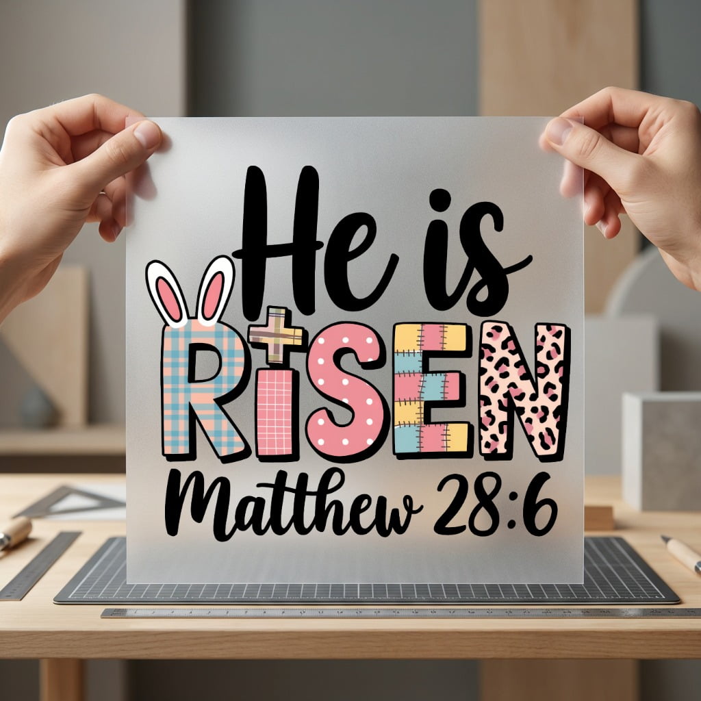 Risen Matthew Easter Diy Christian Faith Ready to Press DTF Transfer for Dtf