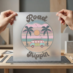 Road Trippin Van Palms Vintage Retro Ready to Press DTF Transfer for Dtf