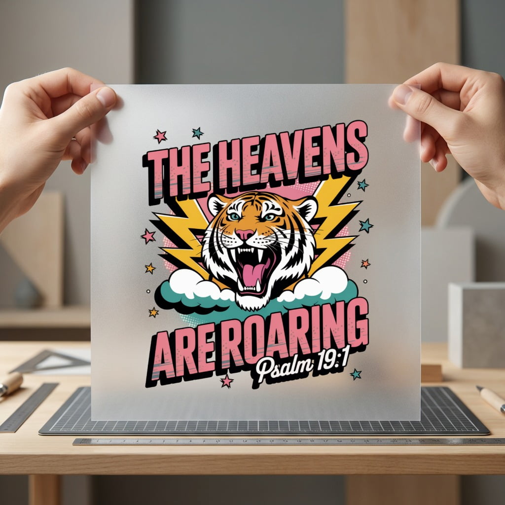 Roaring Heavens Tiger Retro Christian Faith Ready to Press DTF Transfer for Dtf