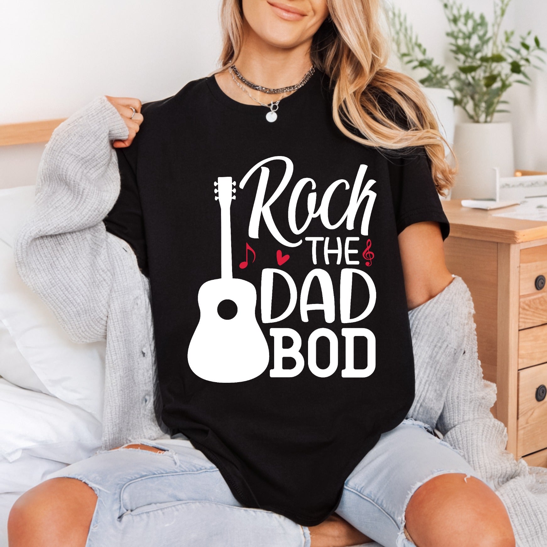 Rock Dad Bod Guitar Dad Funny Ready to Press DTF Transfer for Dtf