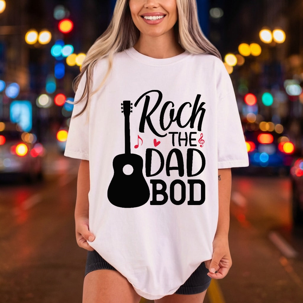 Rock Dad Bod Guitar Dad Funny Ready to Press DTF Transfer for Dtf