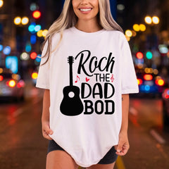 Rock Dad Bod Guitar Dad Funny Ready to Press DTF Transfer for Dtf