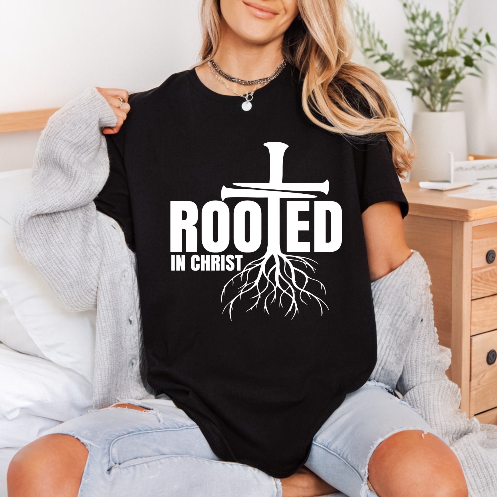 Rooted Christ Christian Diy Christian Faith Ready to Press DTF Transfer for Dtf