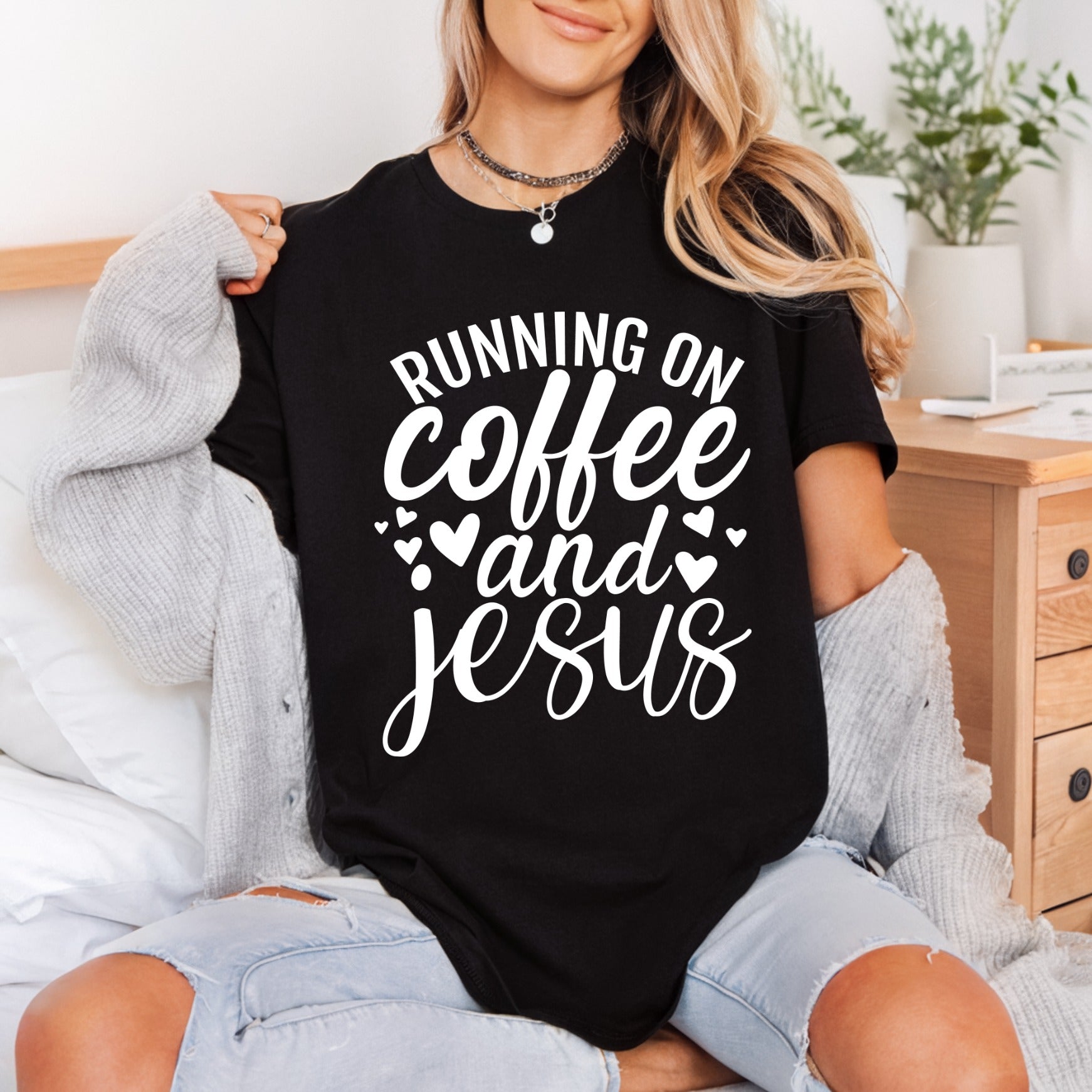 Running Coffee Jesus Faith-based Christian Faith Ready to Press DTF Transfer for Dtf