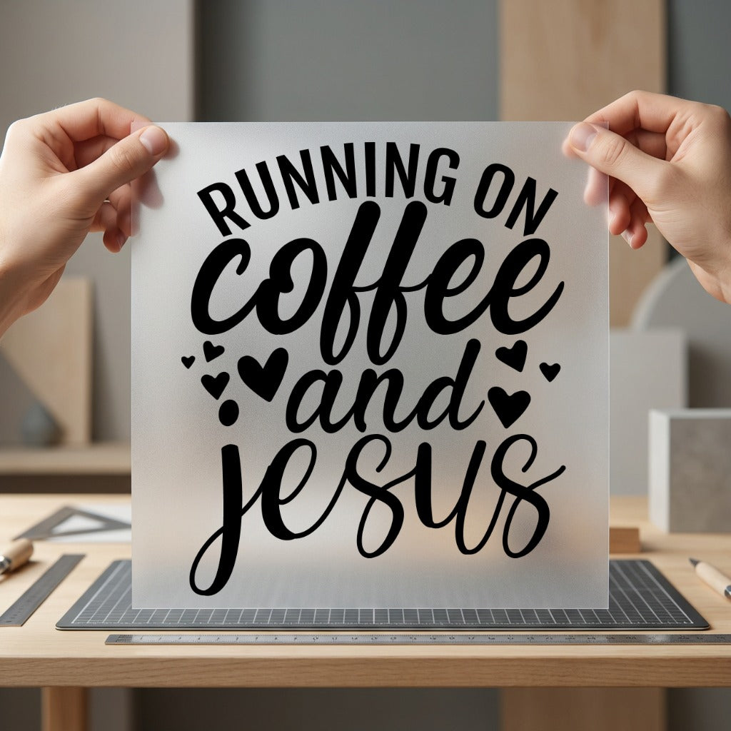 Running Coffee Jesus Faith-based Christian Faith Ready to Press DTF Transfer for Dtf