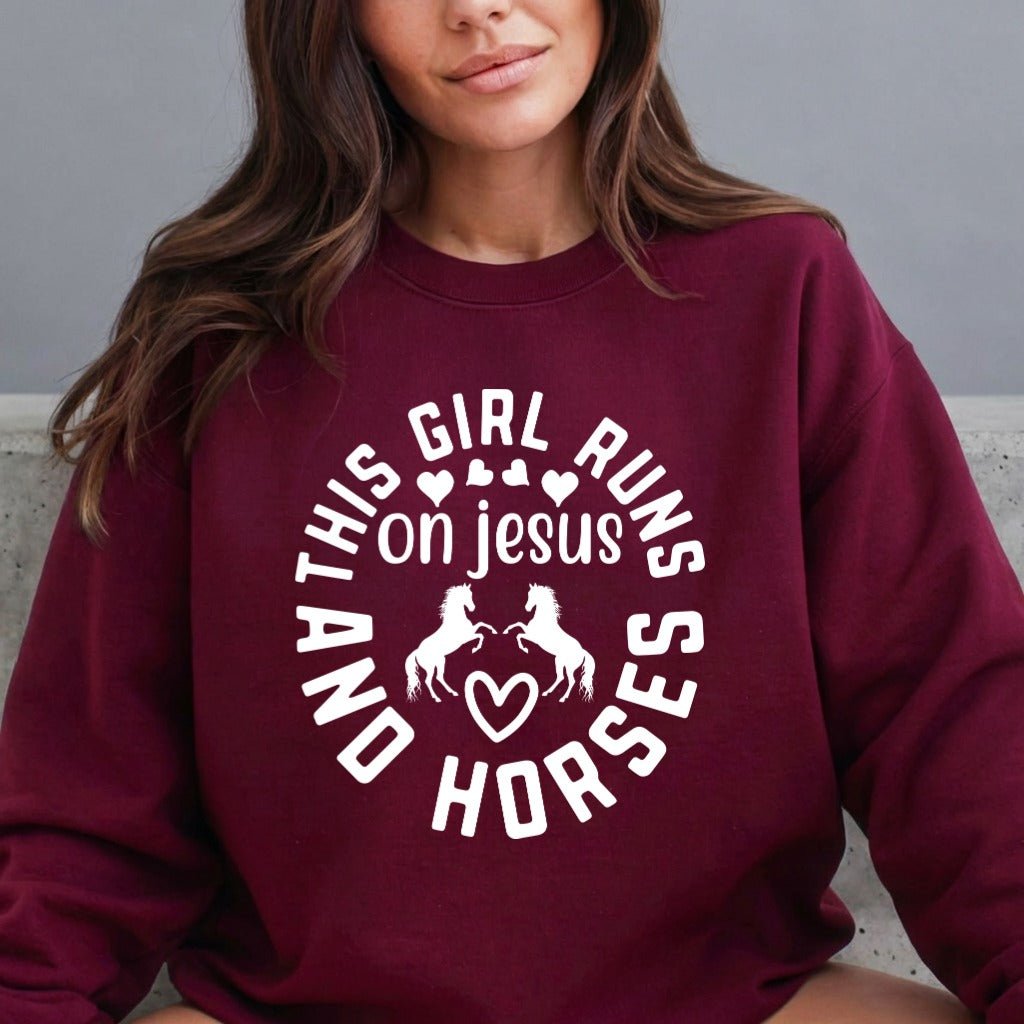 Runs on Jesus & Horses | Faith & Equine Sweatshirt - Luckets.com