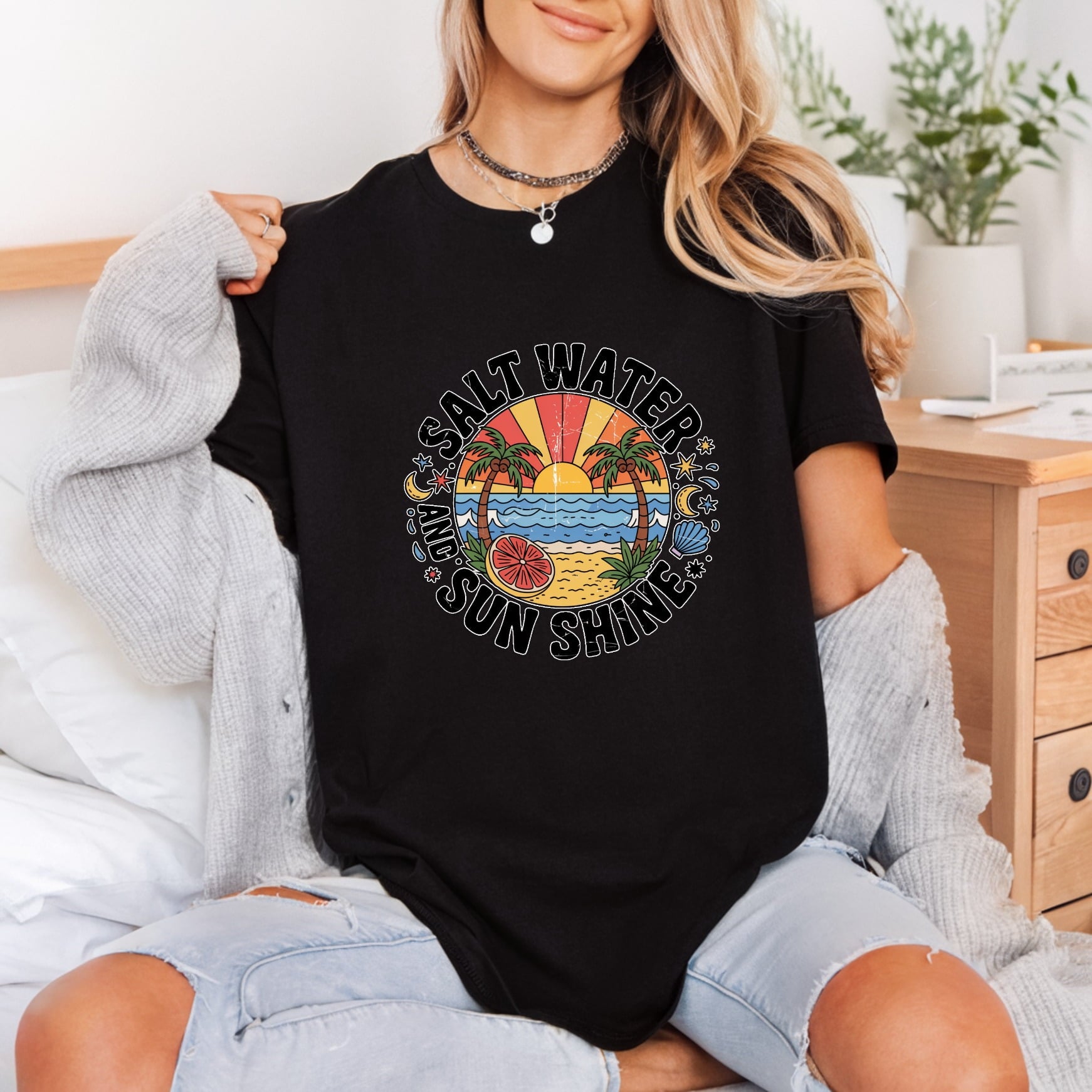 Salt Water Sunshine Retro Vintage Retro Ready to Press DTF Transfer for Dtf