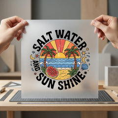 Salt Water Sunshine Retro Vintage Retro Ready to Press DTF Transfer for Dtf