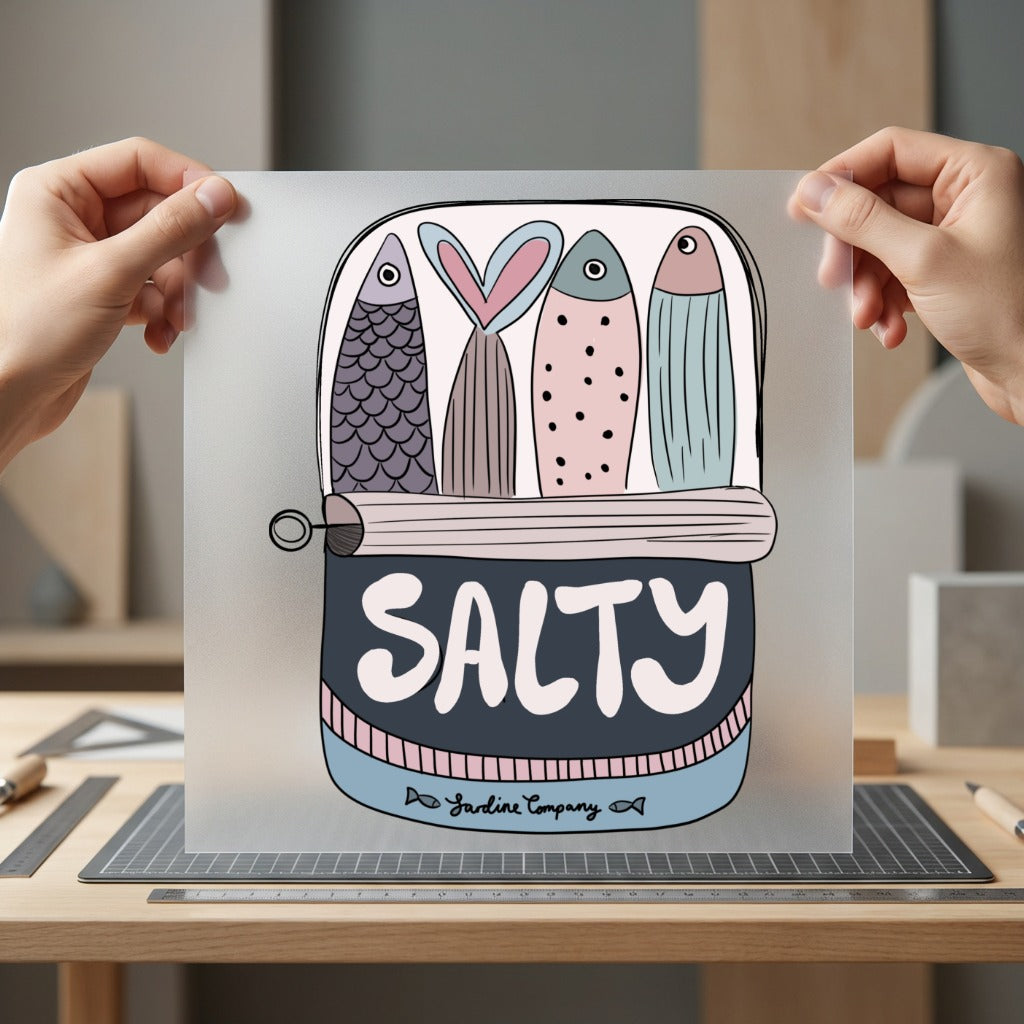 Salty Sardine Can Nautical Usa Freedom Ready to Press DTF Transfer for Dtf