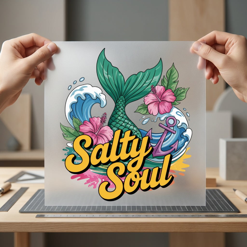 Salty Soul Mermaid Ocean Beach & Ocean Collection Ocean & Waves Collection Ready to Press DTF Transfer for Dtf