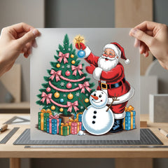Santa Decorating Tree Christmas Christmas Ready to Press DTF Transfer for Dtf