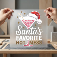Santa Favorite Hot Mess Christmas Mom Ready to Press DTF Transfer for Dtf