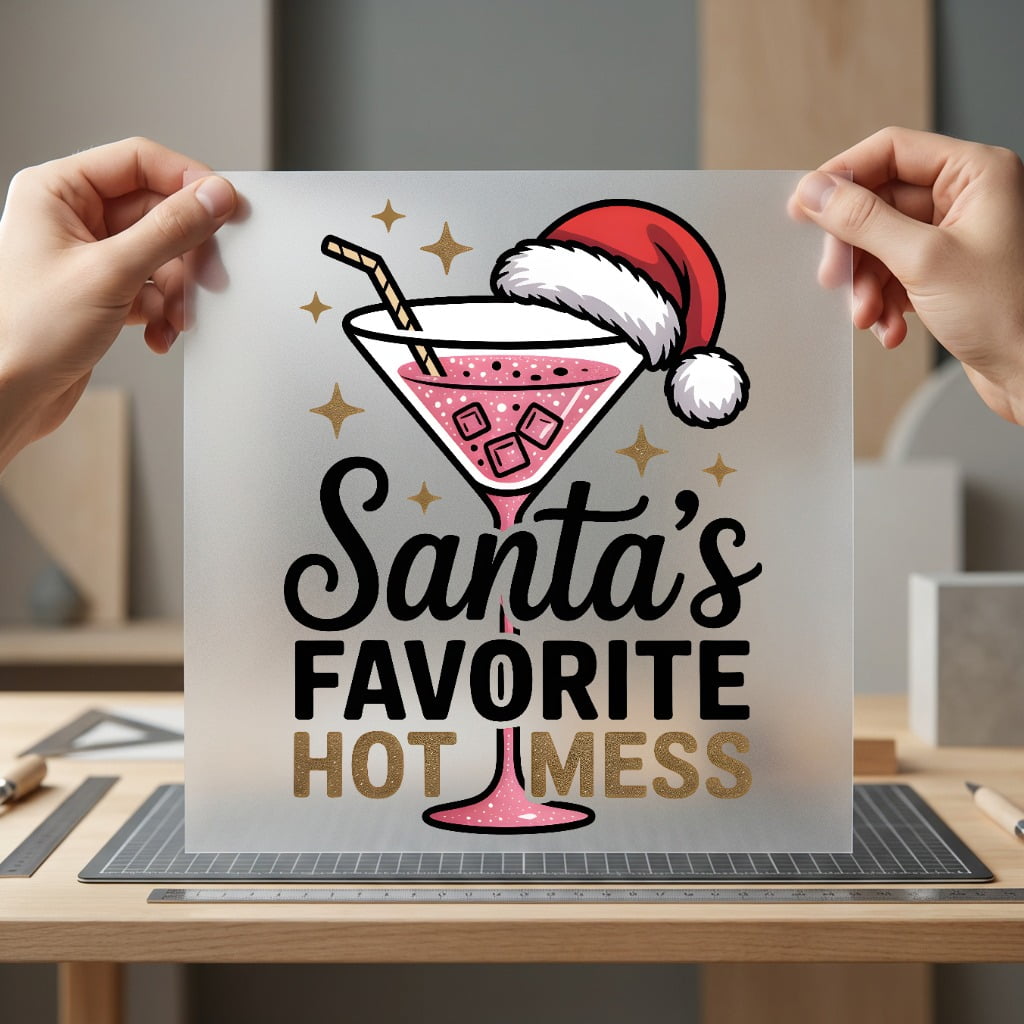 Santa Favorite Hot Mess Christmas Mom Ready to Press DTF Transfer for Dtf