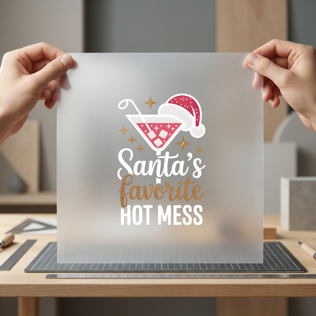 Santa Favorite Hot Mess Christmas Mom Ready to Press DTF Transfer for Dtf