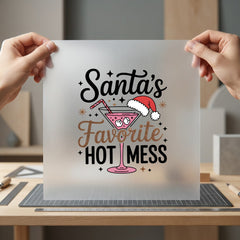 Santa Favorite Hot Mess Christmas Mom Ready to Press DTF Transfer for Dtf