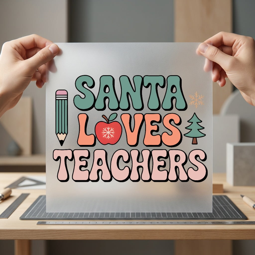Santa Loves Teachers Retro Christmas Teacher Ready to Press DTF Transfer for Dtf
