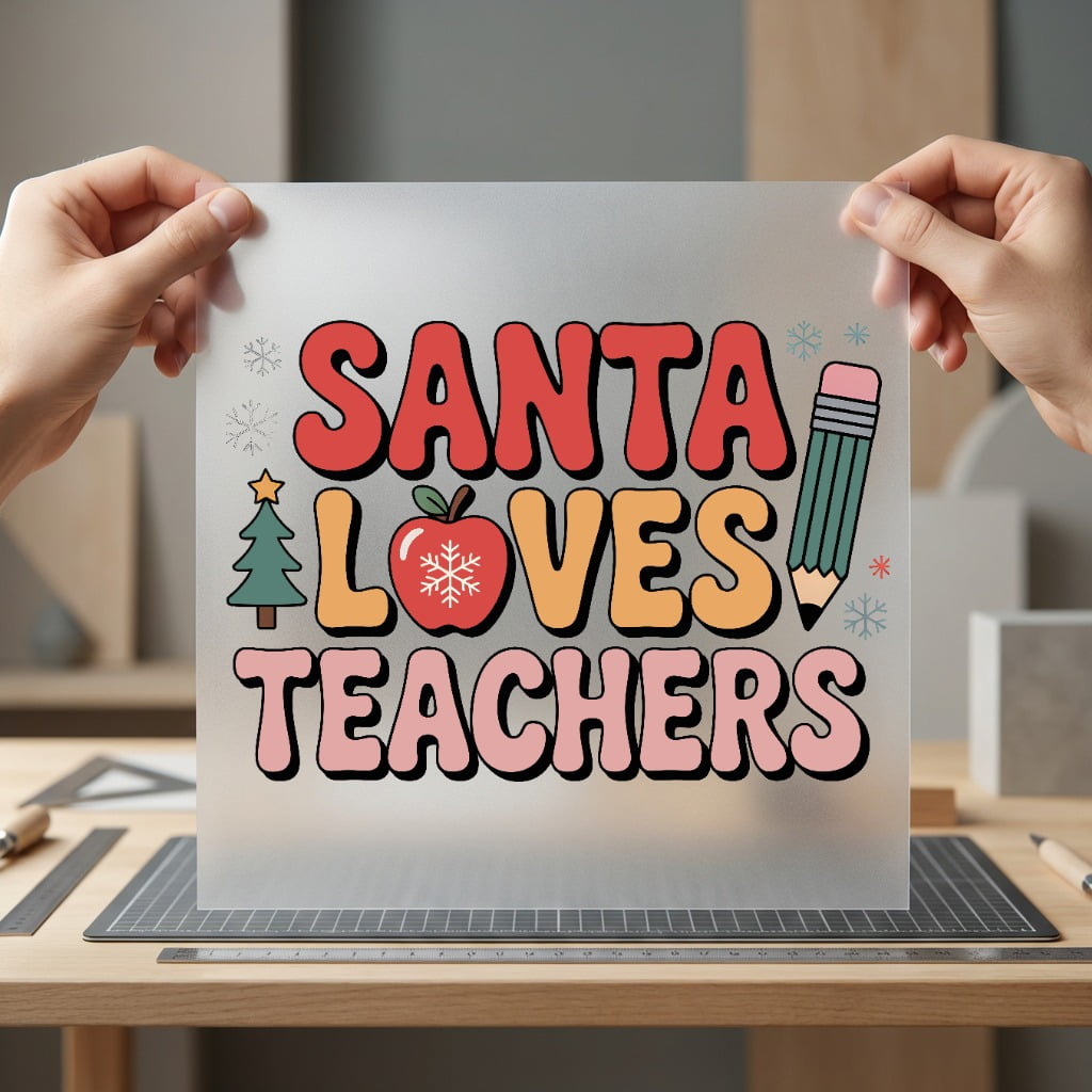 Santa Loves Teachers Retro Christmas Teacher Ready to Press DTF Transfer for Dtf
