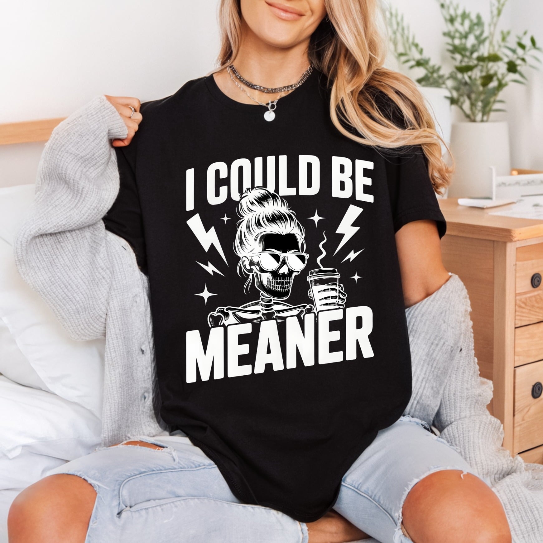 Sassy Skeleton Coffee Humorous Halloween Mom Ready to Press DTF Transfer for Dtf